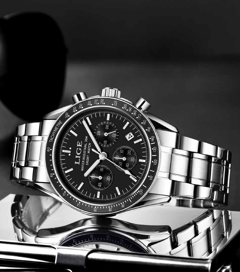 Herrenuhr LIGE Luxus Fashion Quarz – Edelstahl Leuchtend Wasserdicht Trendig