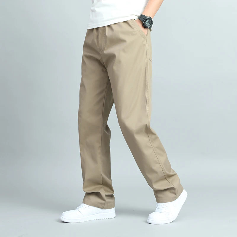 Pantalon Homme Grande Taille Coton Casual Loose Fit Coupe Droite Multi-Poches Jogger – Été Automne | Mode Homme Confort