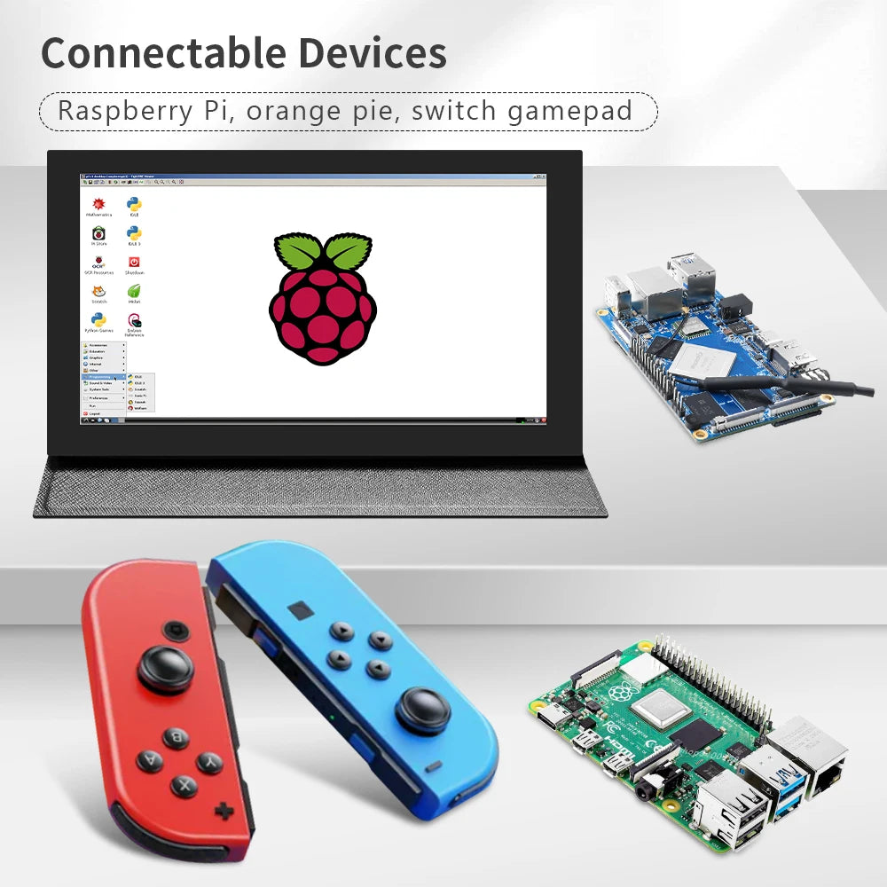 Écran Portable 7" HD Tactile 1024x600 avec Boitier – Compatible Raspberry Pi 4/3B+/3B/2B, BB Black & Banana Pi | Moniteur DIY