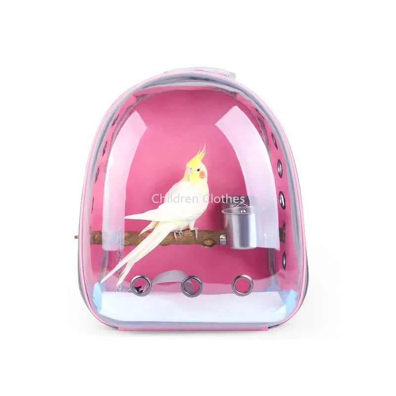 Sac Transport Perroquet & Oiseaux Backpack Acrylique – Perchoir, Mangeoire, Cage Portable | Perruche, Cocatièl & Lapin