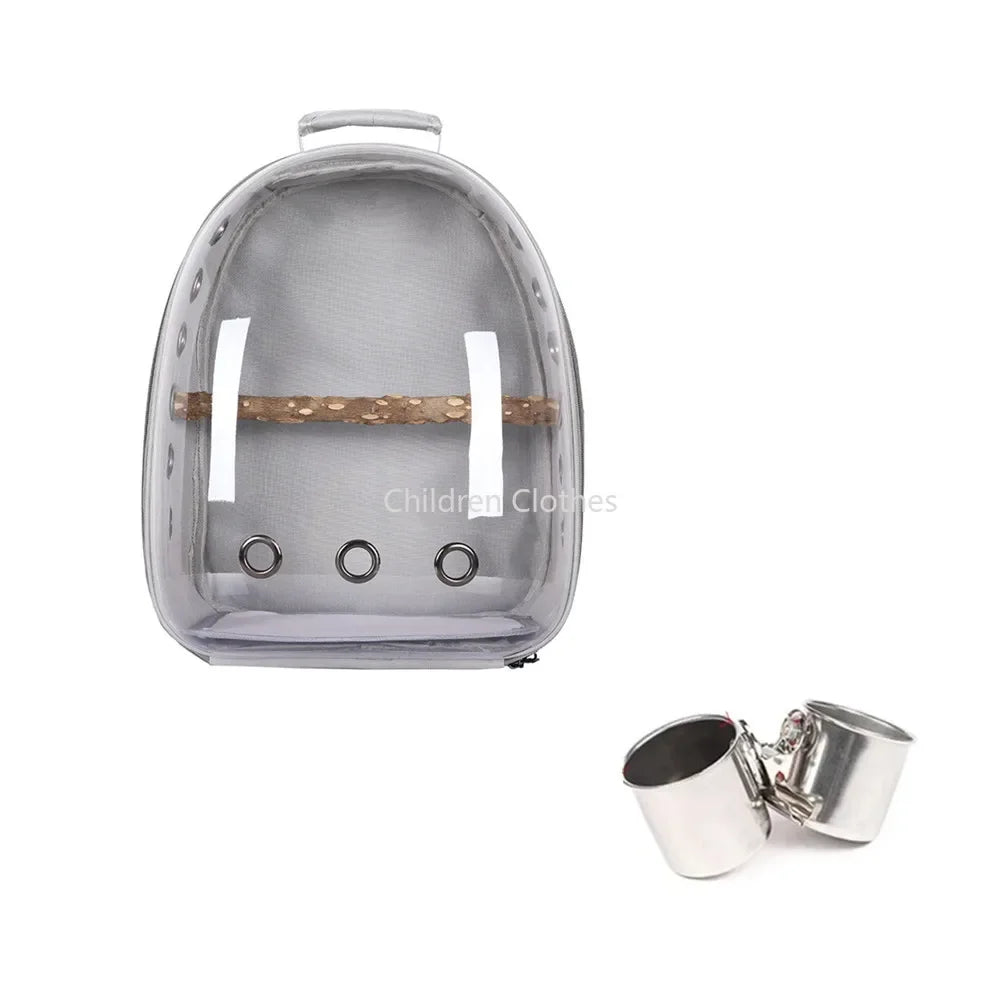 Sac Transport Perroquet & Oiseaux Backpack Acrylique – Perchoir, Mangeoire, Cage Portable | Perruche, Cocatièl & Lapin