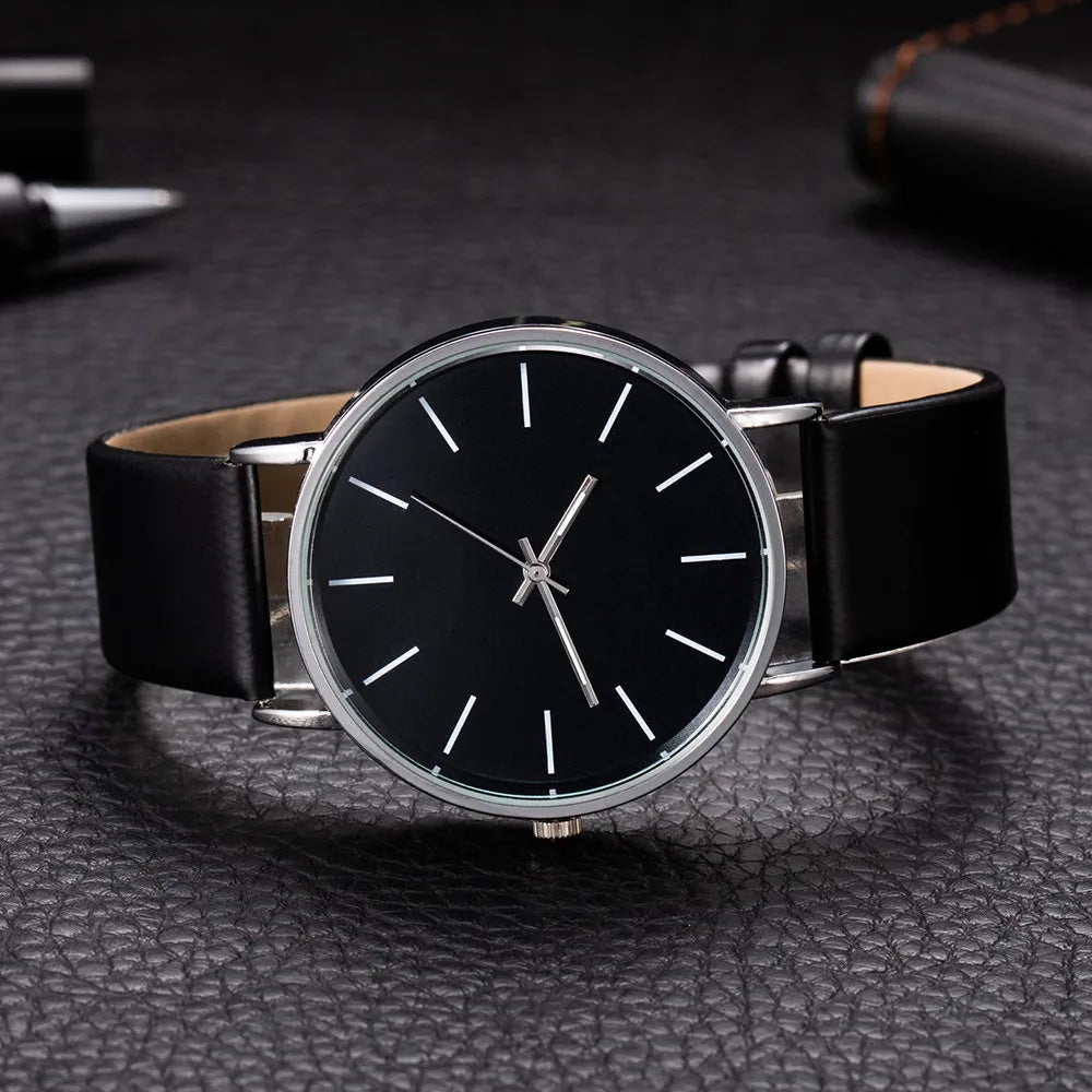 Unisex Quarzuhr Analog Rundes Zifferblatt Lederarmband – Luxus Fashion Casual Herren & Damen