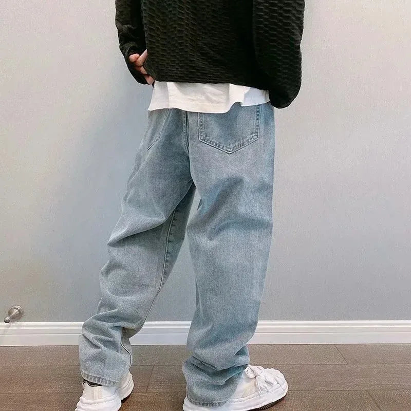 Jean Homme Imprimé Baggy Wide Leg Style Coréen K-Fashion Streetwear Cargo Droit Casual Loose Denim Tendance Urbain – Jean Baggy Premium K-Fashion | Mode Homme Streetwear K-Fashion Premium