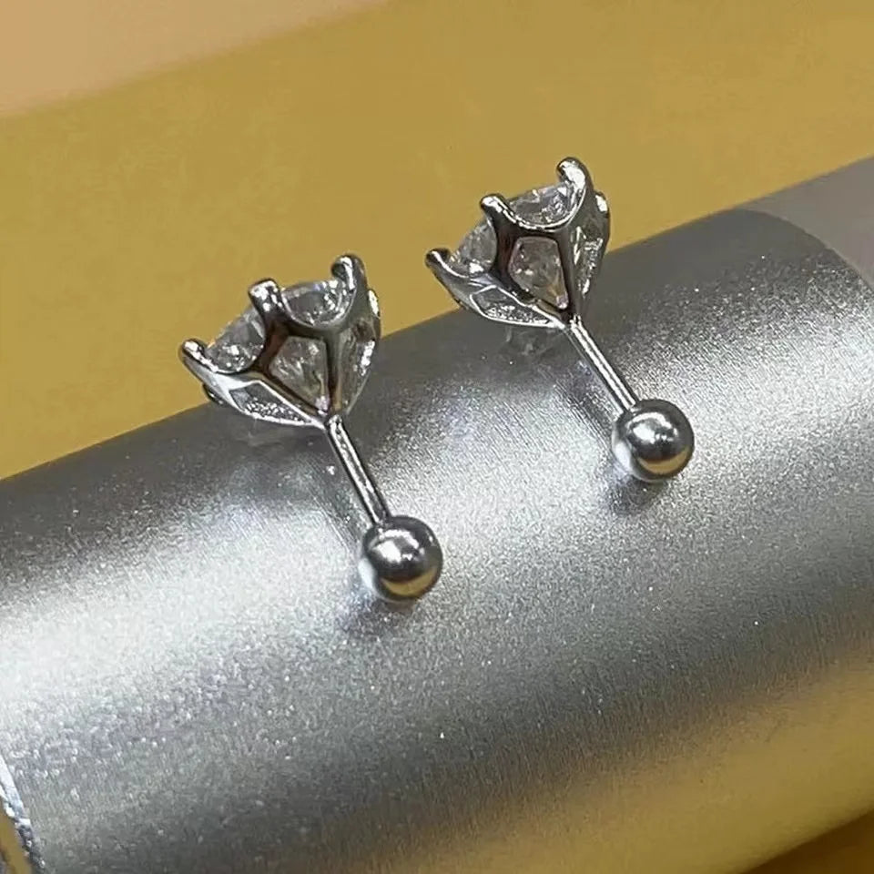 Puces Moissanite Vis Argent 925 Couleur D 6 Griffes – Éclat Diamant Éblouissant | Bijou Mariage & Fine Jewelry Femme | Cadeau Luxe