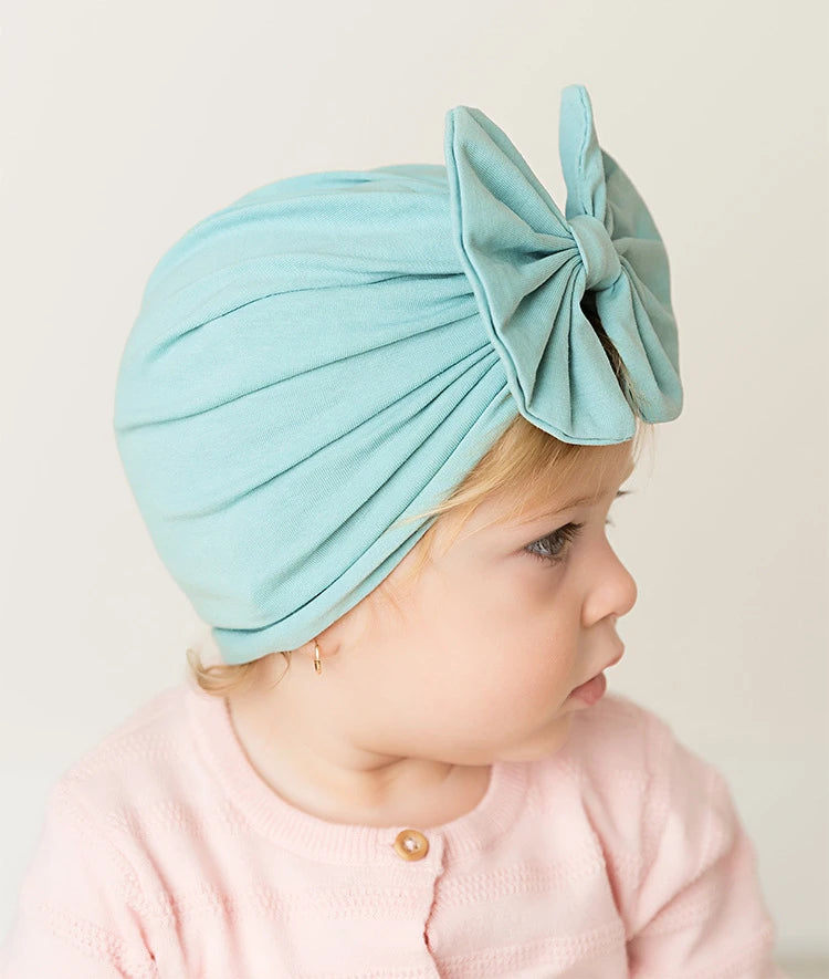 Bonnet Turban Bébé Fille Nœud Doux – Chapeau Nouveau-Né Toddler Printemps Automne
