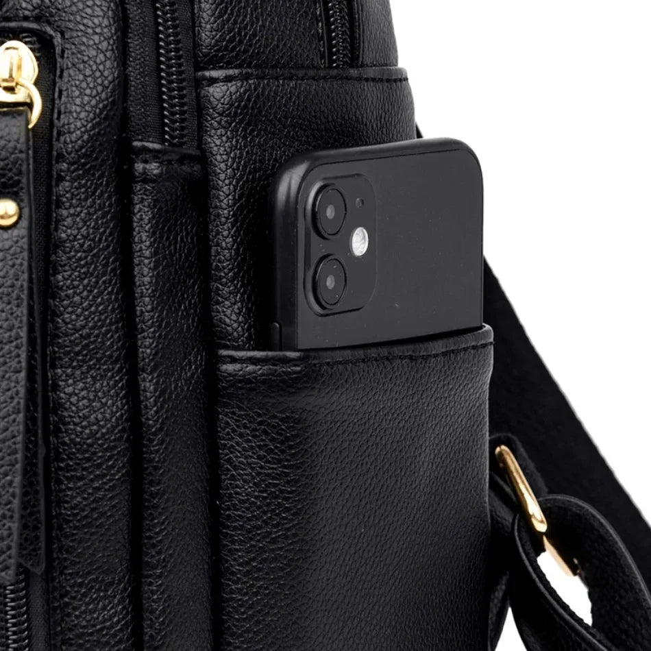 Damen Rucksack Leder Vintage Großes Fassungsvermögen – Schulrucksack Reise Daypack Schick