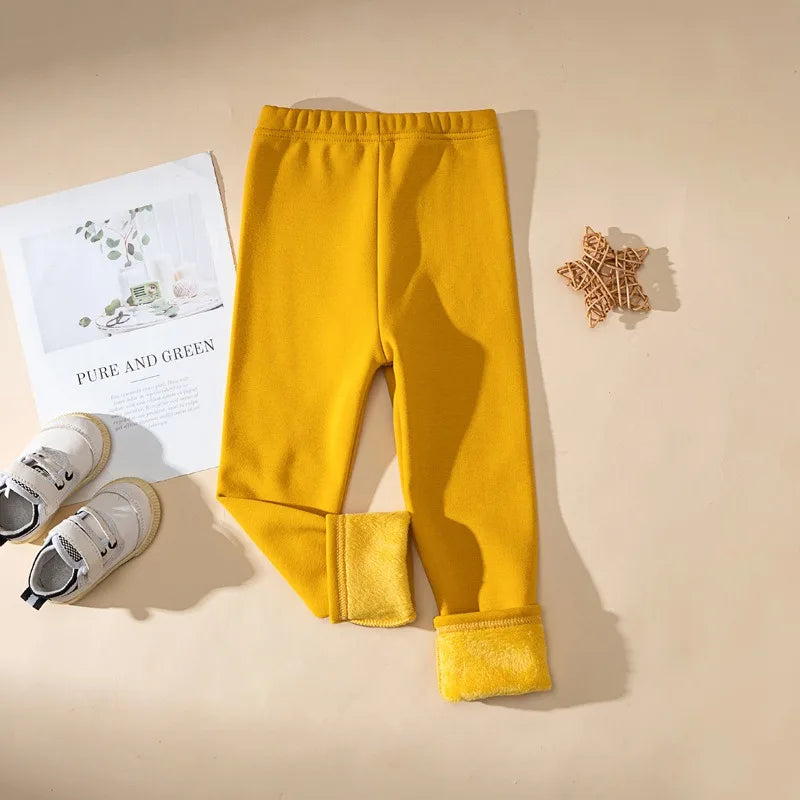 Legging Fille Hiver Polaire Épais Couleurs Bonbon – Pantalon Slim Chaud Élastique Princesse