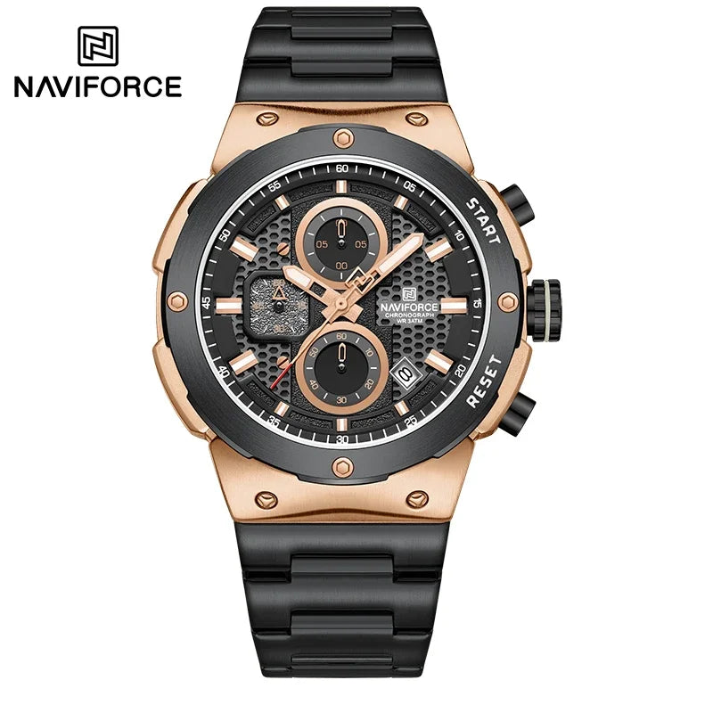 Montre Homme Chronographe Sport Luxe NAVIFORCE – Quartz Date Fashion Masculino