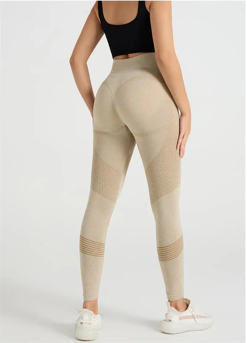 Legging Femme Taille Haute Fitness Mesh Rayé Gainant Fessier – Sport Running Élastique | Tendance