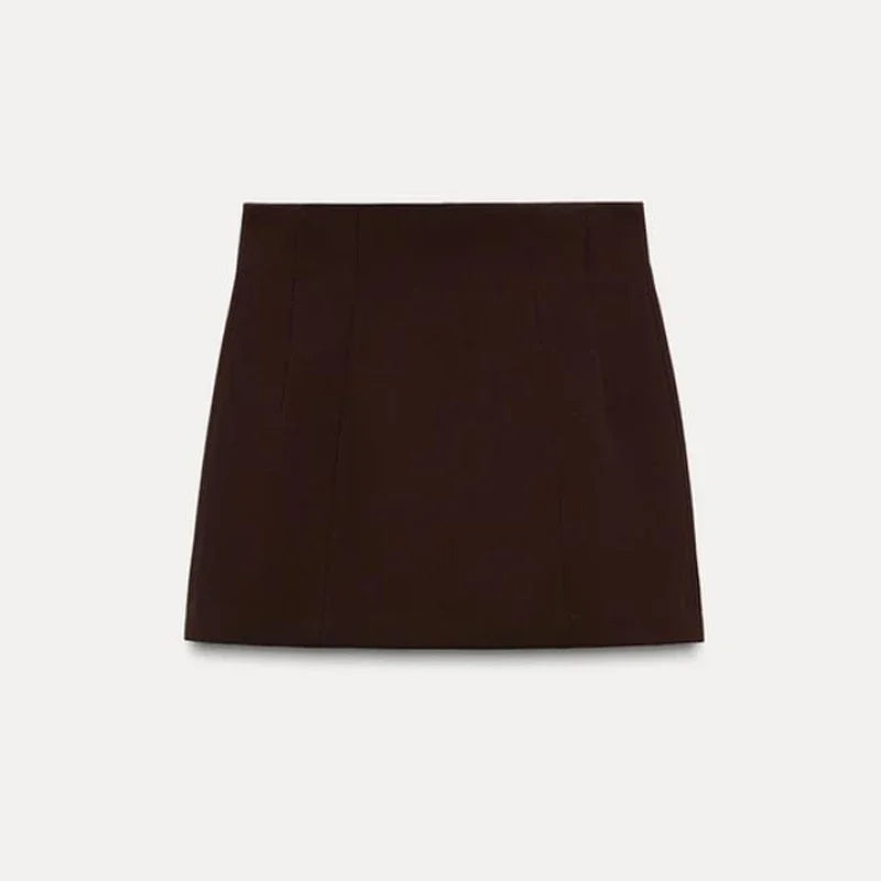 Ensemble Blazer Mini Jupe Femme Élégant – Col Revers Manches Longues Slim Uni | Tenue Bureau Chic 2025