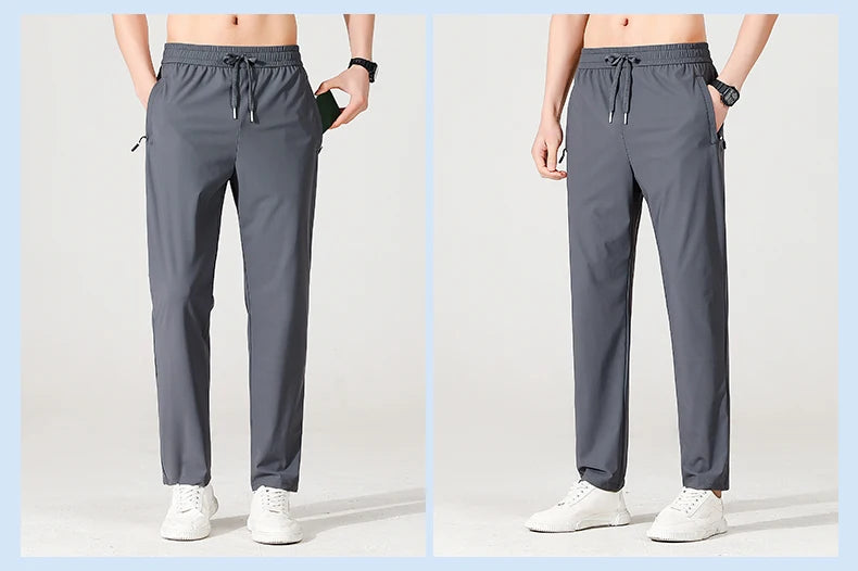 Herren Hose Eisseide Leicht Sommer – Stretch Atmungsaktiv Gerader Schnitt Loose Business Casual & Outdoor | Premium Herrenmode