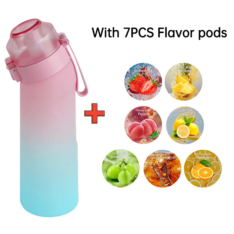 Gourde Aromatisée LUSQI Air + 7 Anneaux Saveurs Inclus – Tritan Sans BPA | Paille Sport & Fitness | Hydratation Savoureuse Outdoor