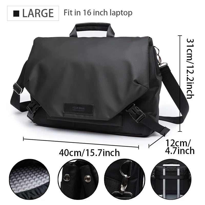 Sac Messenger Homme Laptop Imperméable – Sacoche Business Crossbody Grande Capacité Vélo École