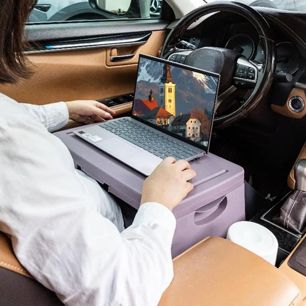 Bureau Pliable Voiture Multifonction – Plateau Laptop, Rangement Snack & Boisson, Table Lecture Enfant | Accessoire Voiture