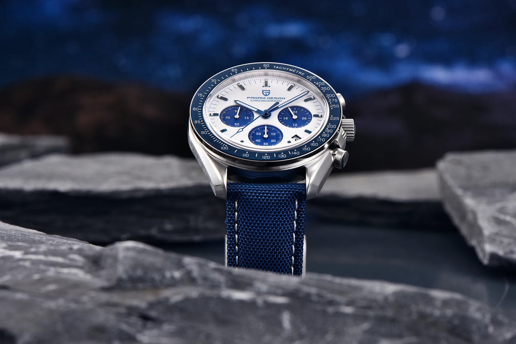 Montre Homme PAGANI DESIGN 2025 Lune Or Argent Quartz – Chronographe Saphir AR Date Auto