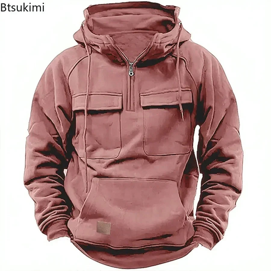 Sweat Tactique Homme Half-Zip Grande Poche – Cargo Pullover Outdoor, Gym & Fitness 2026 | Coupe Ample & Respirant