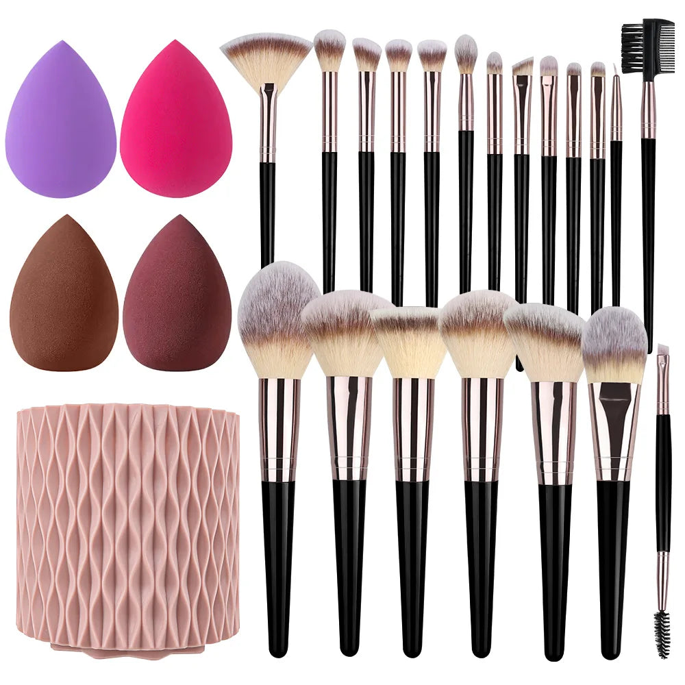 Set de Pinceaux de Maquillage Professionnel – Fond de Teint, Fard à Paupières, Correcteur & Blush | Doux & Soyeux