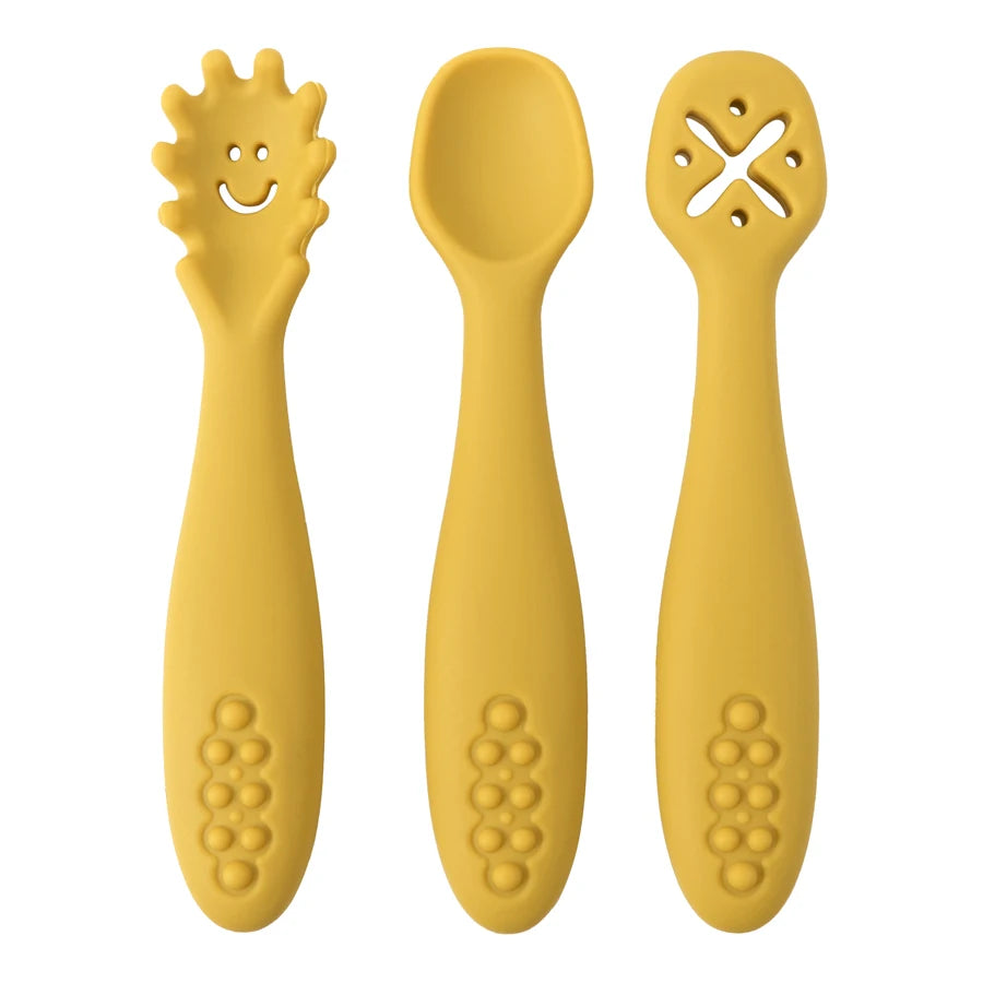 3-teiliges Baby-Lernlöffel-Set – Ergonomisches Besteck für Kleinkinder