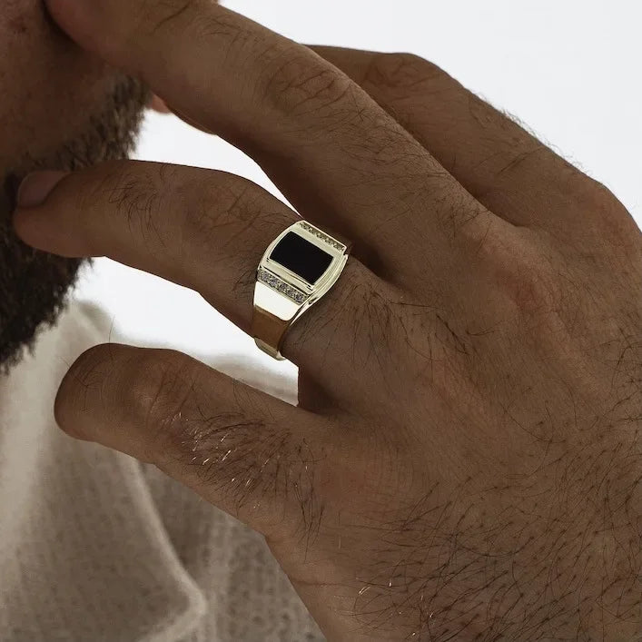 Bague Homme Carrée Fashion Style Européen & Américain – Tendance & Moderne