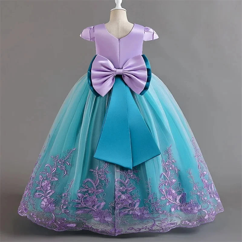 Déguisement Princesse Petite Sirène Fille – Robe de Bal Lumineuse Broderie Carnaval Ariel