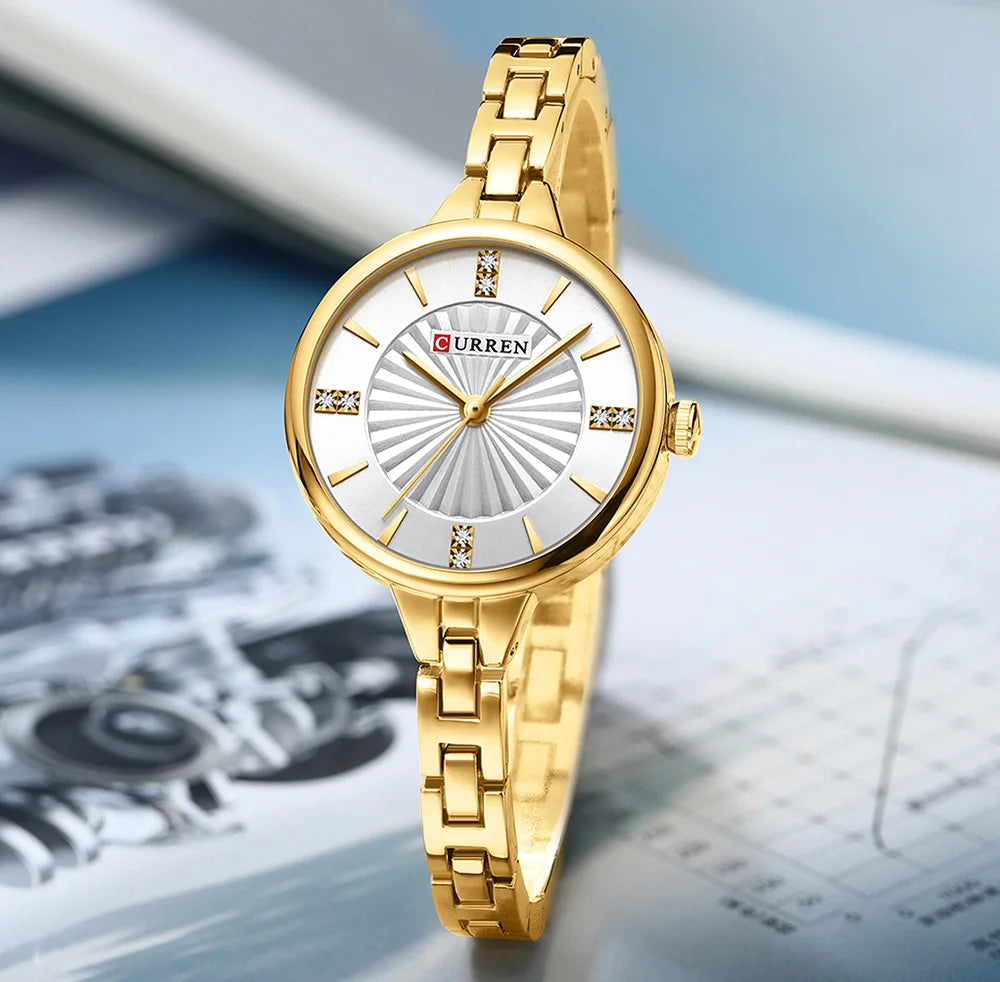 Montre Femme CURREN Luxe Diamond Quartz – Acier Étanche Élégante Dress Diamant