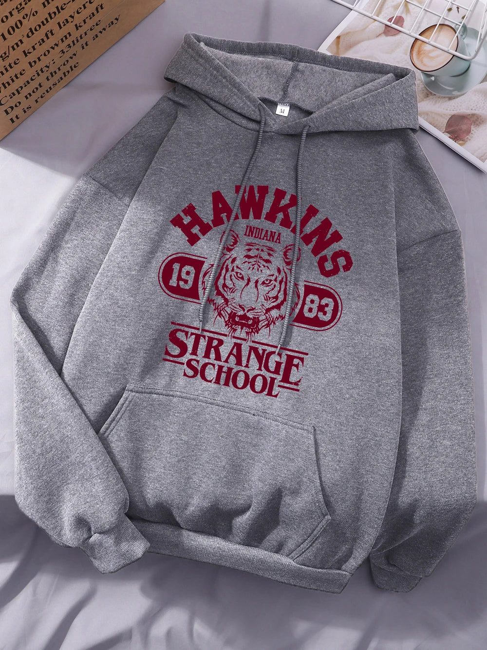 Sweat À Capuche Femme Hawkins Strange School 1983 Polaire Chaud Ample Poche – Streetwear | Hiver