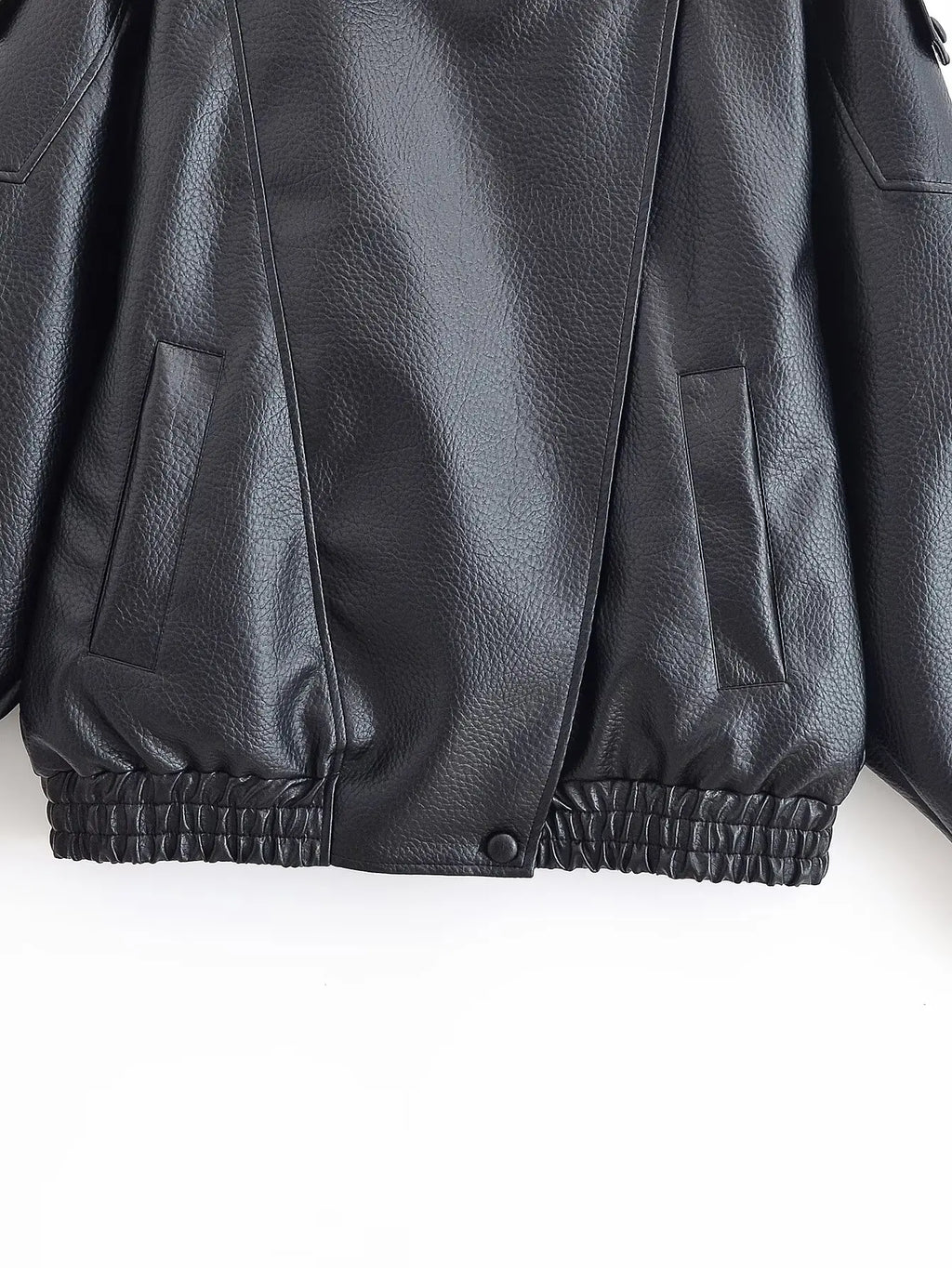 Veste Femme Asymétrique Noire Manches Longues Poches Zippée Ample – Style Mode High Street | Automne | HH
