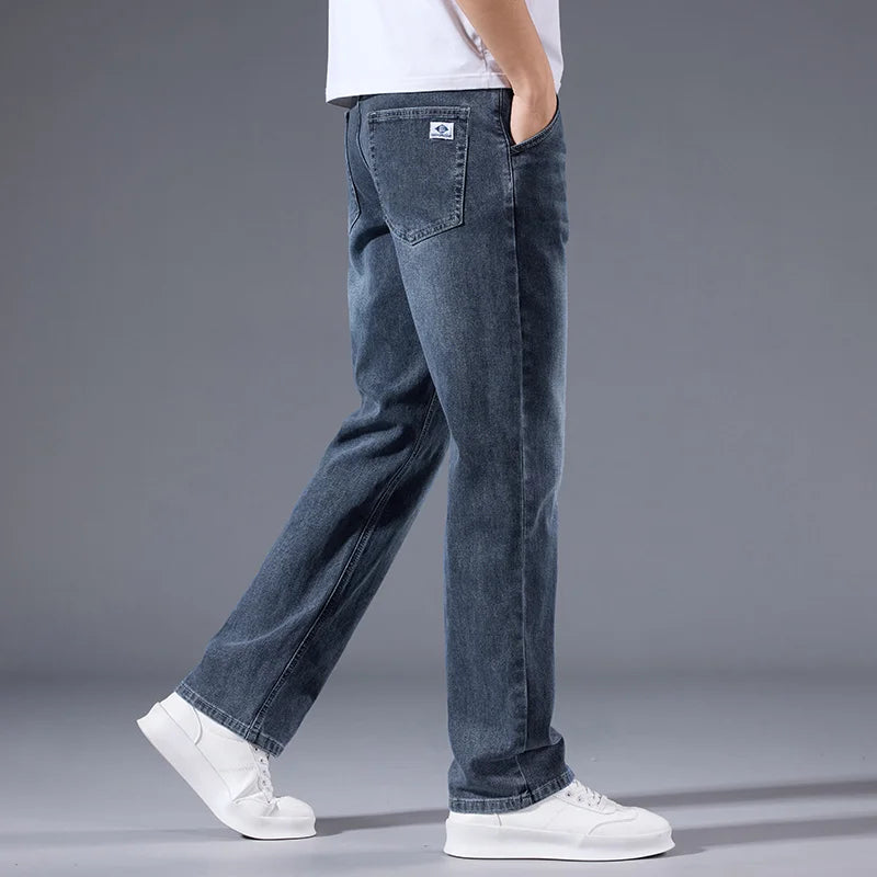 Jean Homme Loose Straight Leg Rétro Lavé Élastique Casual Toutes Saisons Polyvalent Confortable Intemporel Élégant – Jean Loose Premium Straight Leg Rétro | Mode Homme Denim Premium Polyvalent