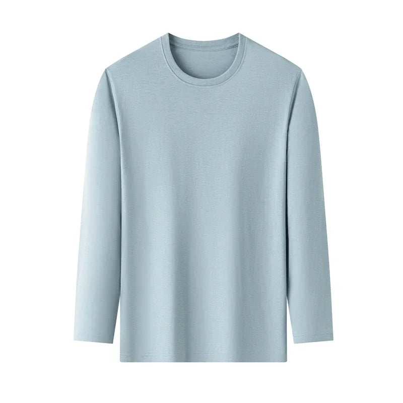 T-Shirt Homme Couleur Unie Col Rond Manches Longues Coton – Respirant Confortable Casual Été Multicolore | Mode Homme Essentiel