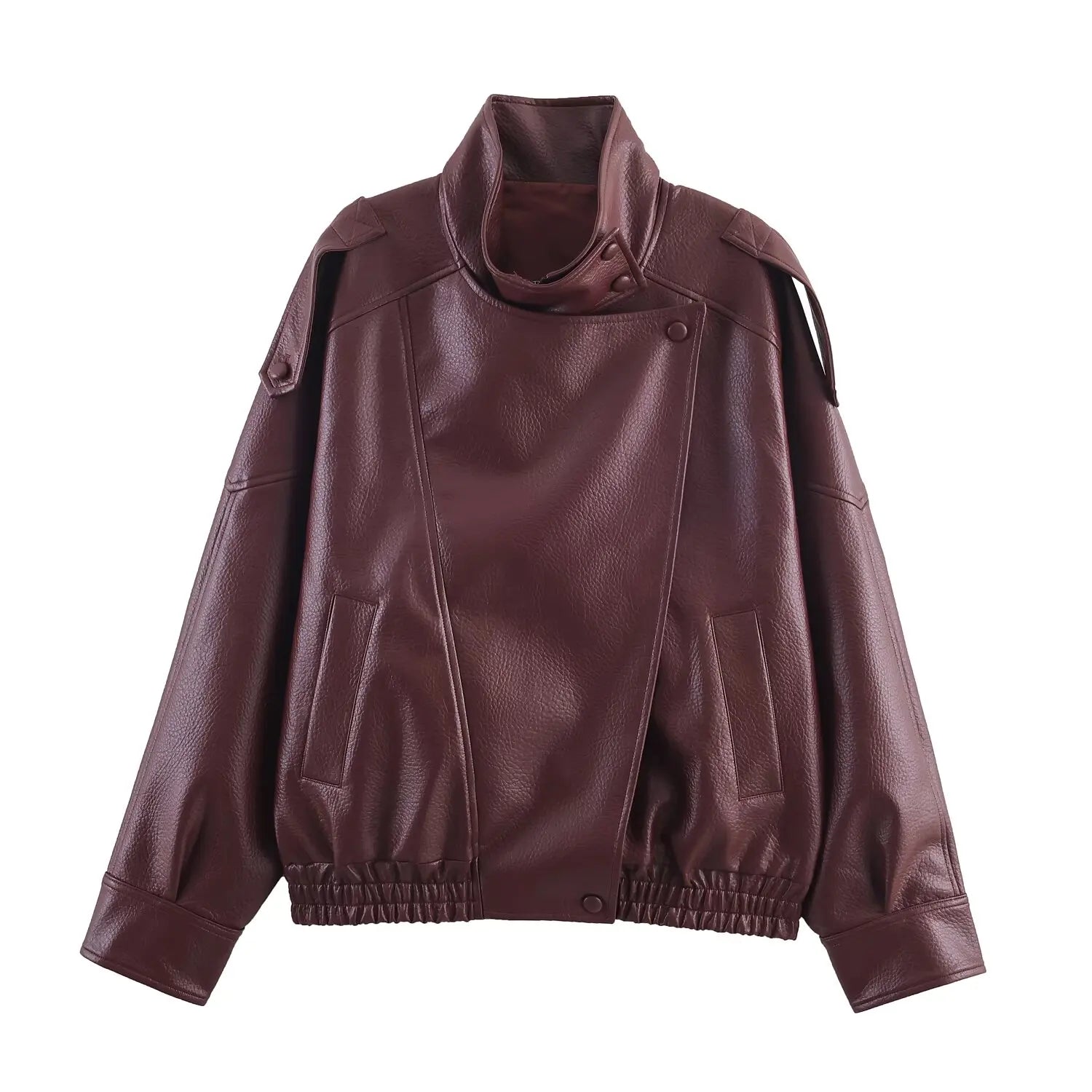 Veste Femme Asymétrique Noire Manches Longues Poches Zippée Ample – Style Mode High Street | Automne | HH