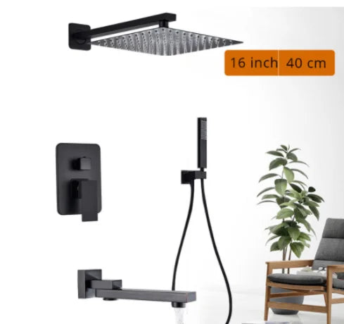 Système Douche LED Encastré – Pluie & Cascade, Bec Baignoire Pivotant, Mitigeur Eau Chaude & Froide | Salle de Bain Design