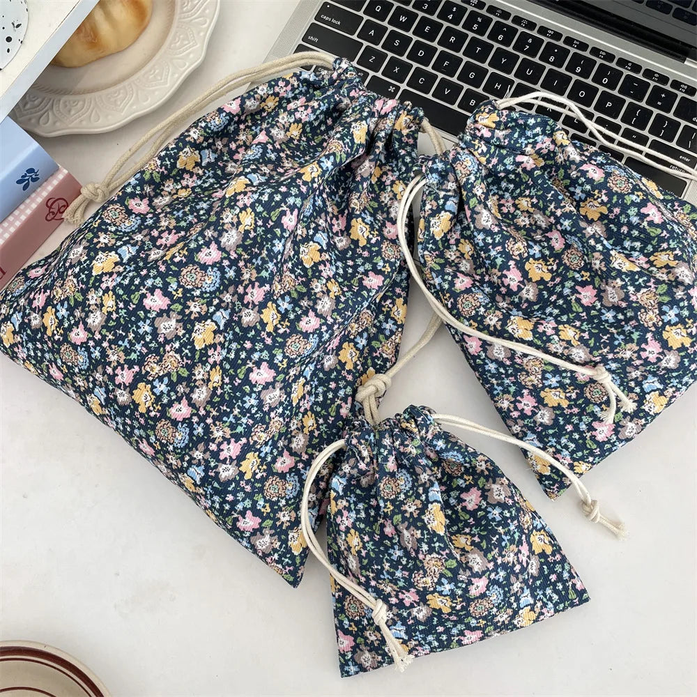 Trousse Maquillage Kawaii Florale - Pochette Cosmétiques & Voyage Cordon