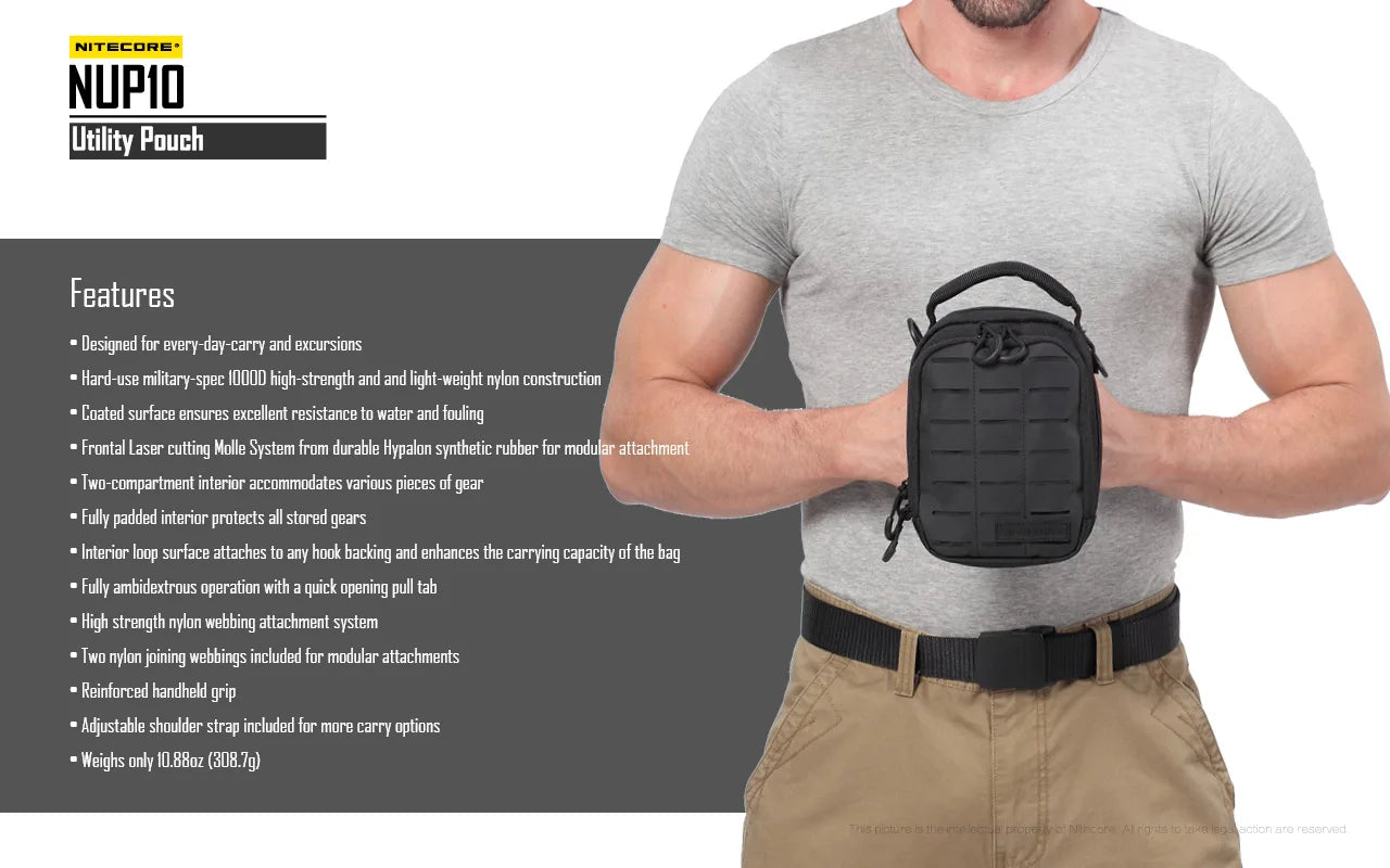 Sac Tactique NITECORE NUP10/NUP20 – Bandoulière Nylon 1000D Molle Crossbody Ceinture Homme Femme