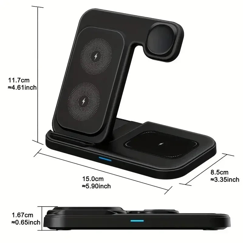 Chargeur 3-en-1 Pliable Charge Rapide – iPhone 17-12 iWatch 11-2 Ultra AirPods 4 3