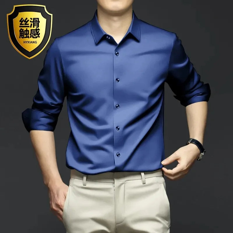 Chemise Homme Manches Longues Anti-Froissage Sans Repassage Business Dress Haut de Gamme Professionnelle Blanche S-5XL | Mode Homme Élégant Premium
