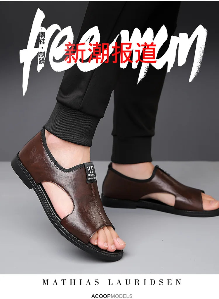 Sandales Cuir Soft Sole Homme Plage Conduite – Slippers Outdoor Confortables Qualité