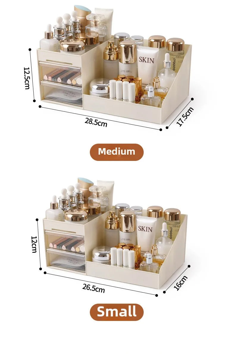 Organisateur Maquillage Transparent Premium à Tiroirs - Coiffeuse, Bureau & Dortoir