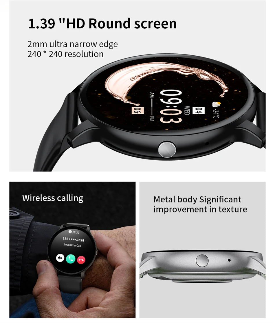Smartwatch Unisexe 1.39" Appels Messages Sport Calories Météo Cadran DIY Personnalisable Homme Femme Étanche | Smartwatch Unisexe Multifonction Premium