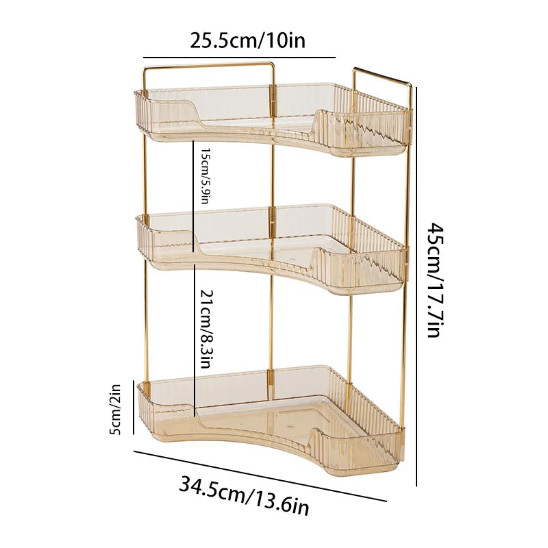 Étagère d’Angle Organisateur Salle de Bain – Rangement Maquillage, Skincare & Cuisine | Support Cosmétiques Bureau