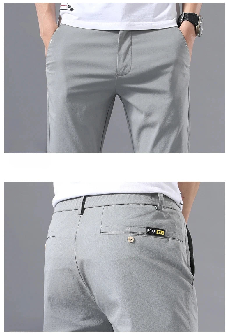 Pantalon Homme Slim Coton Stretch – Business Casual Golf Style Coréen Léger Printemps Automne | Mode Homme Premium