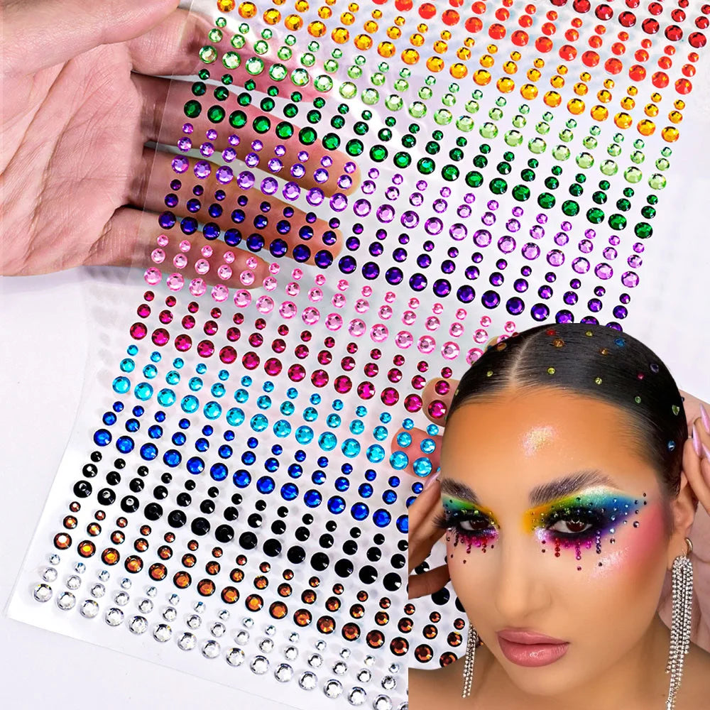 Stickers Strass Visage – Tatouages Temporaires Glitter Diamant | Fête & Maquillage