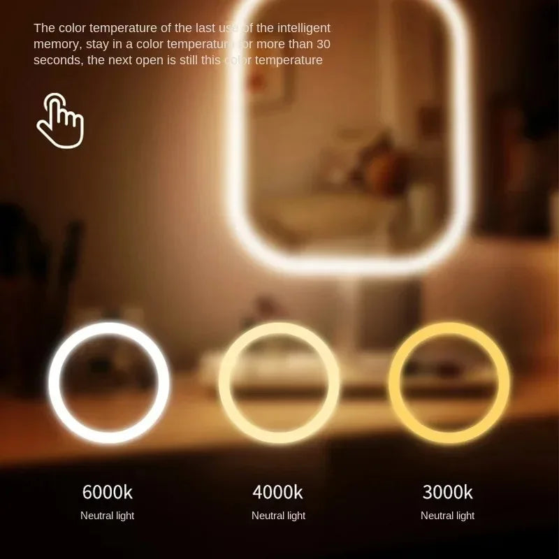 Miroir Maquillage LED 3 Couleurs – Tactile Dimmable 270° | Portable Voyage & Coiffeuse