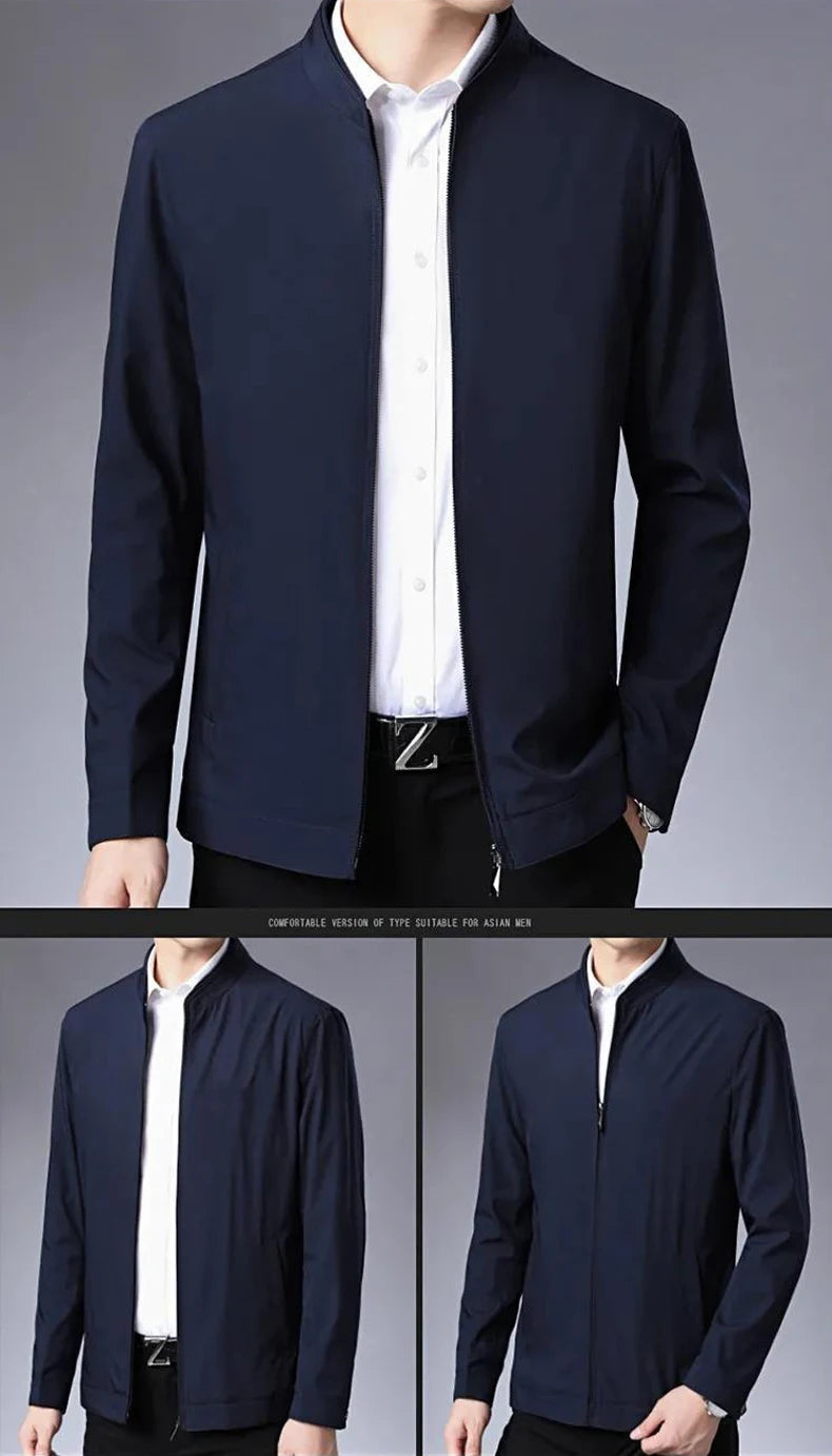Blazer Homme Luxe Business Casual Zippé Uni Qualité Premium Bureau Manteau Printemps Automne Grande Taille 3XL – Veste Élégante Mode | Mode Homme Premium