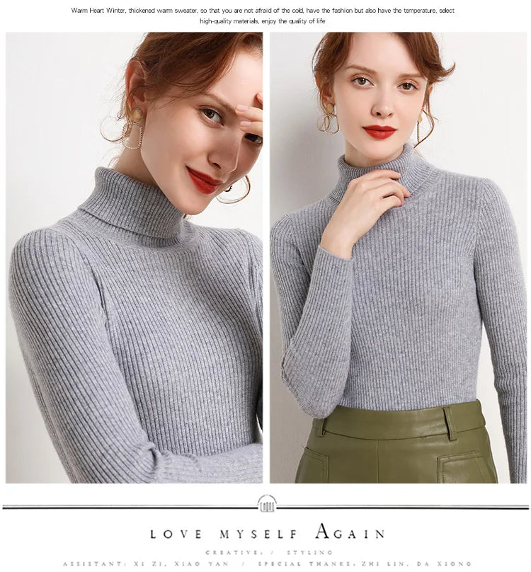 Pull Col Roulé Cachemire Ultra-Doux Femme - Tricot Basique Chic Automne Hiver | Heliar