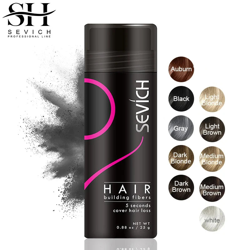 Sevich Fibres Capillaires Kératine 25g – Anti-Chute, Densifiant, Camouflage Calvitie & Zones Clairsemées | Poudre Cheveux