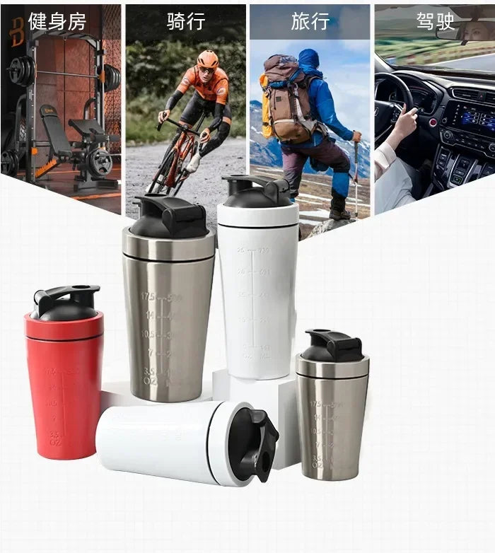 Shaker Protéiné Inox Sport Portable – Bouteille Nutrition Fitness & Musculation | Étanche & Sans BPA | Gym & Workout