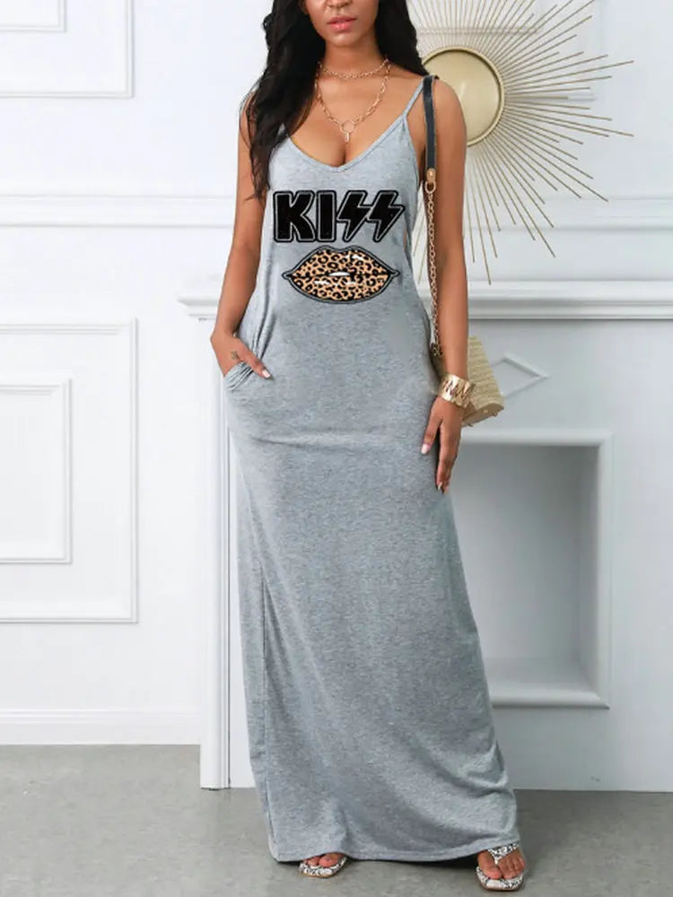 Robe Mini Femme Été Imprimée Bretelles Sexy – Style T-Shirt avec Poche Casual Ample | Été