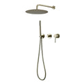 Bagnolux Ensemble Douche Pluie Mural Or Brossé – Valve de Contrôle, Pommeau Pluie, Douchette & Flexible | Salle de Bain Luxe