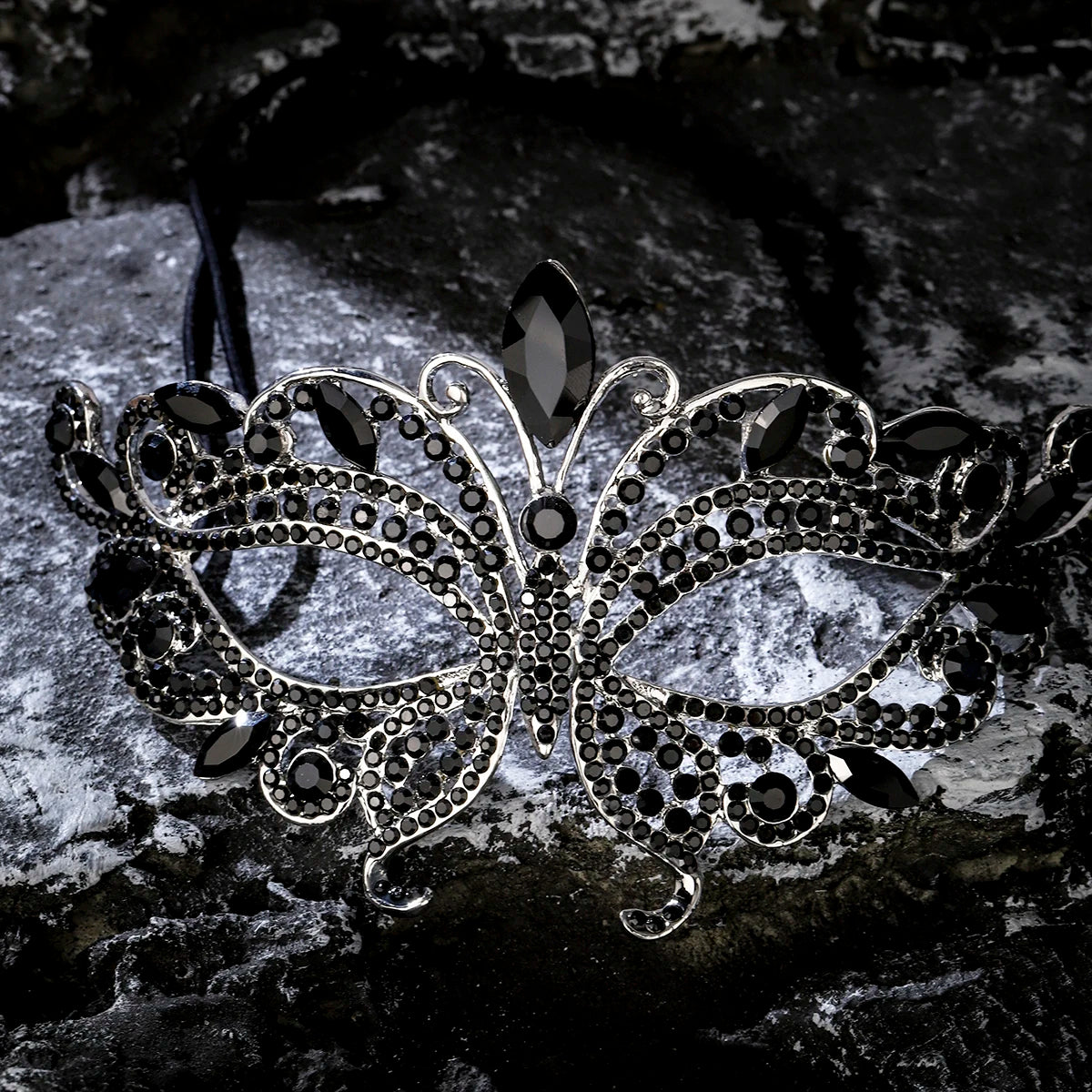 Masque Demi-Visage Papillon Strass - Mascarade, Halloween & Soirée