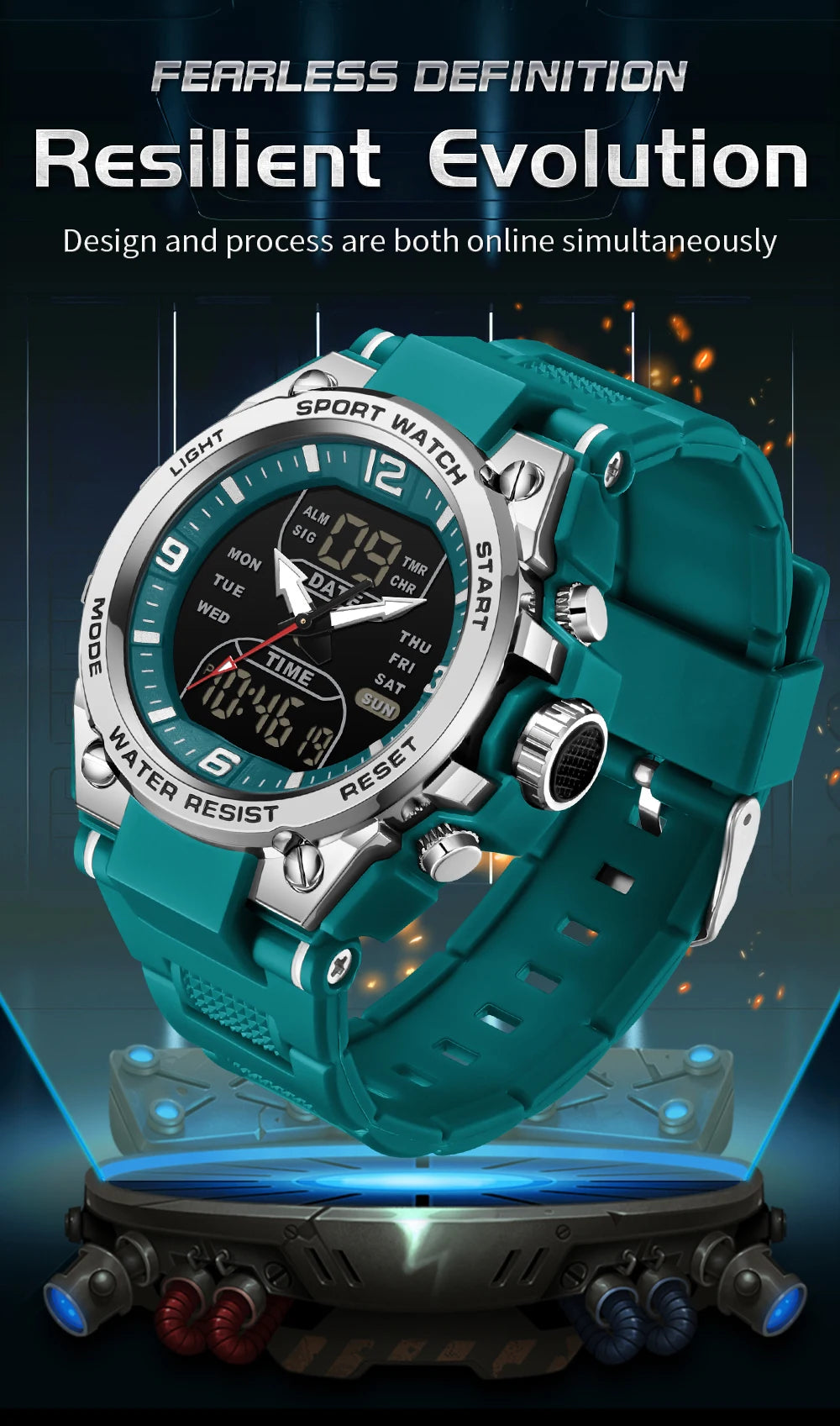 Montre Homme SANDA Militaire Tactique G-Style – LED Digital Quartz Étanche 50M Sport Luxe